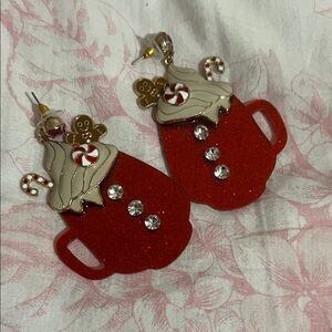 Festive Red Mug Earrings